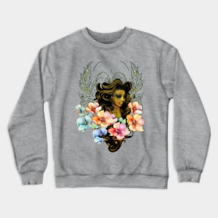 Beautiful woman surrounded by  nature's beauty Crewneck Sweatshirt